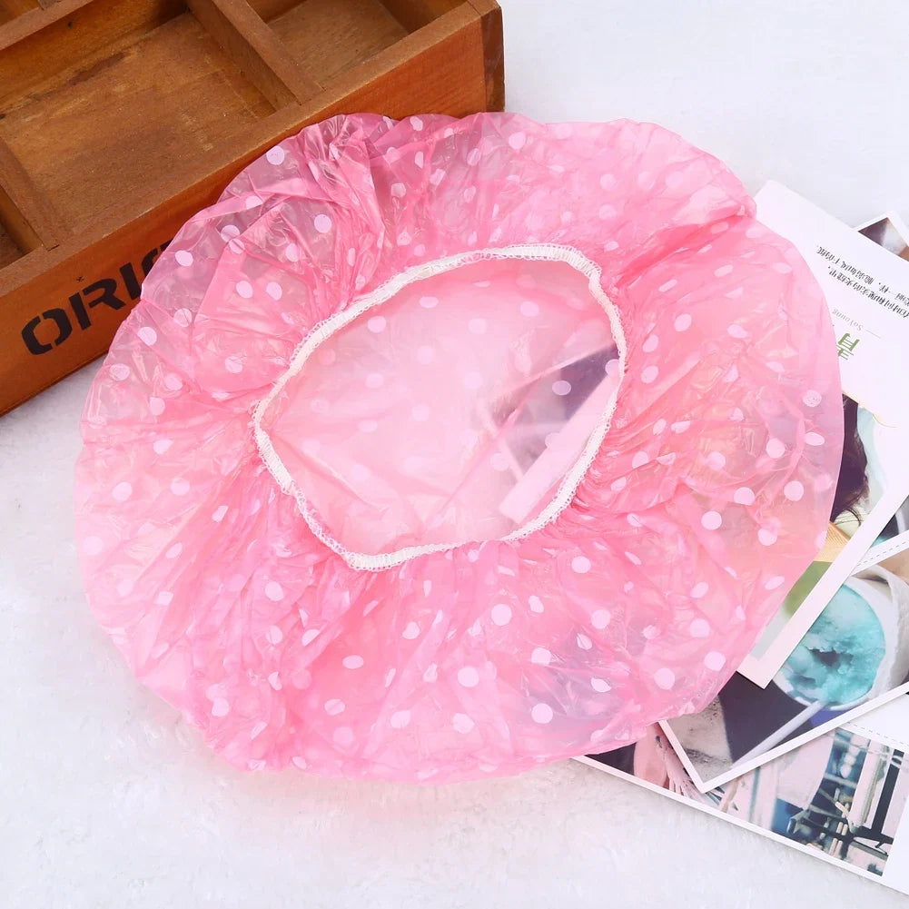 Waterproof Shower Caps Pack of 3 – Elastic Hair Bath Hat Set Shower Cap Set Qme as pic