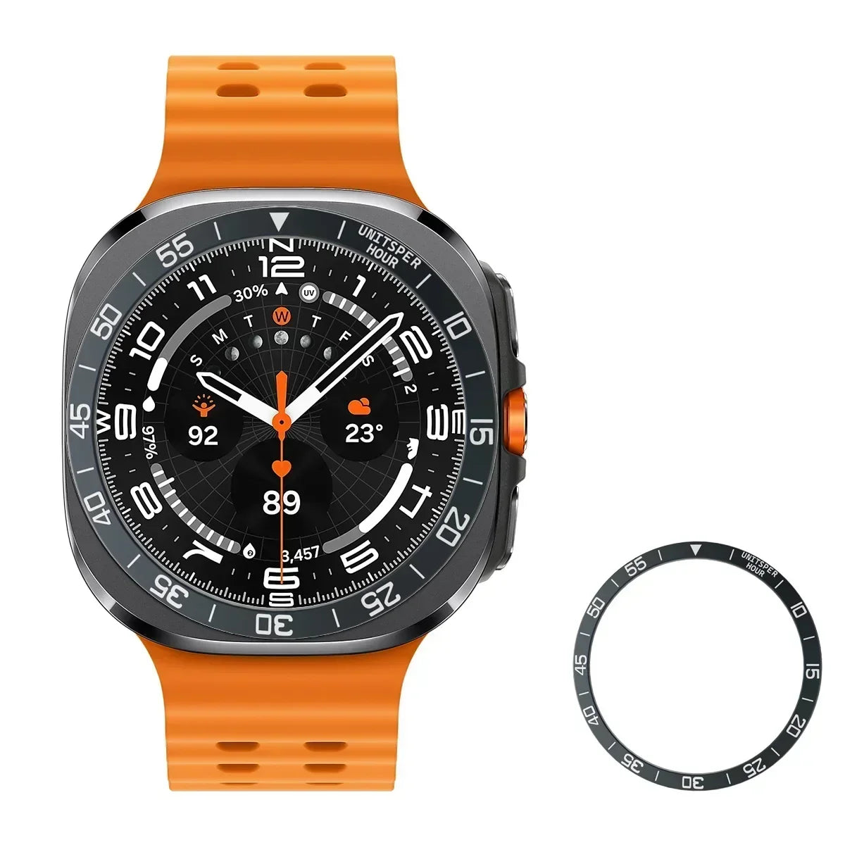 Metal Bezel Ring Case for Samsung Galaxy Watch 7 Ultra Smartwatch Bezel Case Qme Black for Watch Ultra 47mm