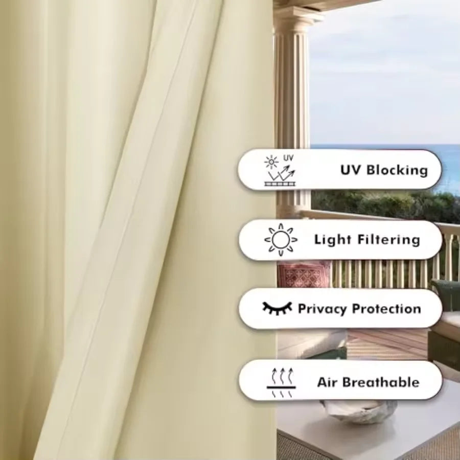 Waterproof Outdoor Privacy Curtain Grommet Top – Porch & Patio Outdoor Privacy Curtain Qst