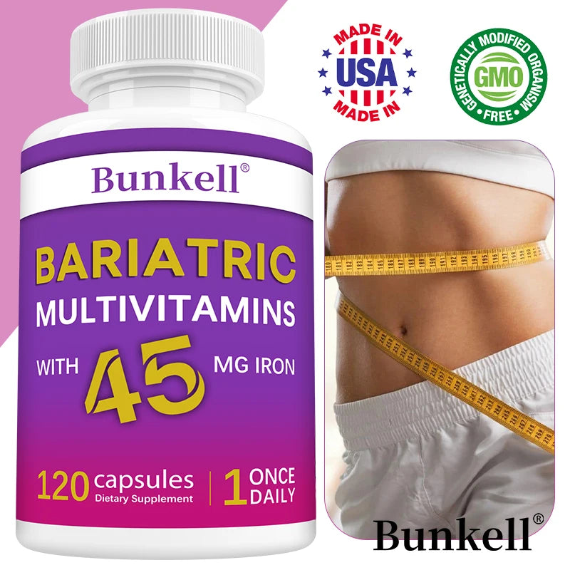 Bunkell Multivitamin Capsules 45mg Iron – 120ct Daily Supplement Multivitamin Supplement Qst