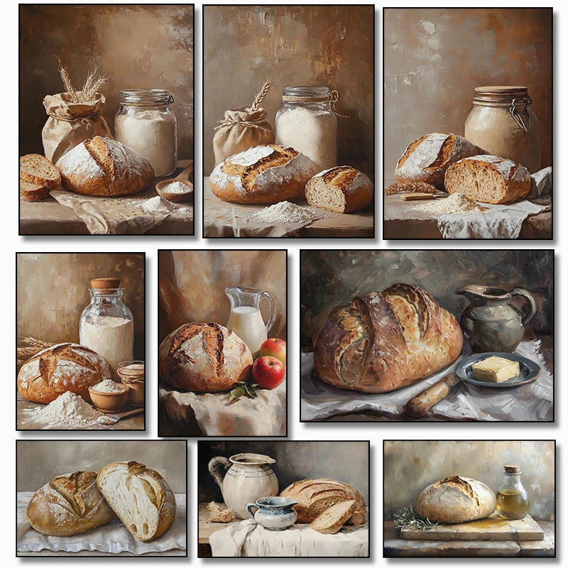Vintage Food Still Life Canvas Wall Art – Kitchen Home Decor Canvas Wall Art Qst