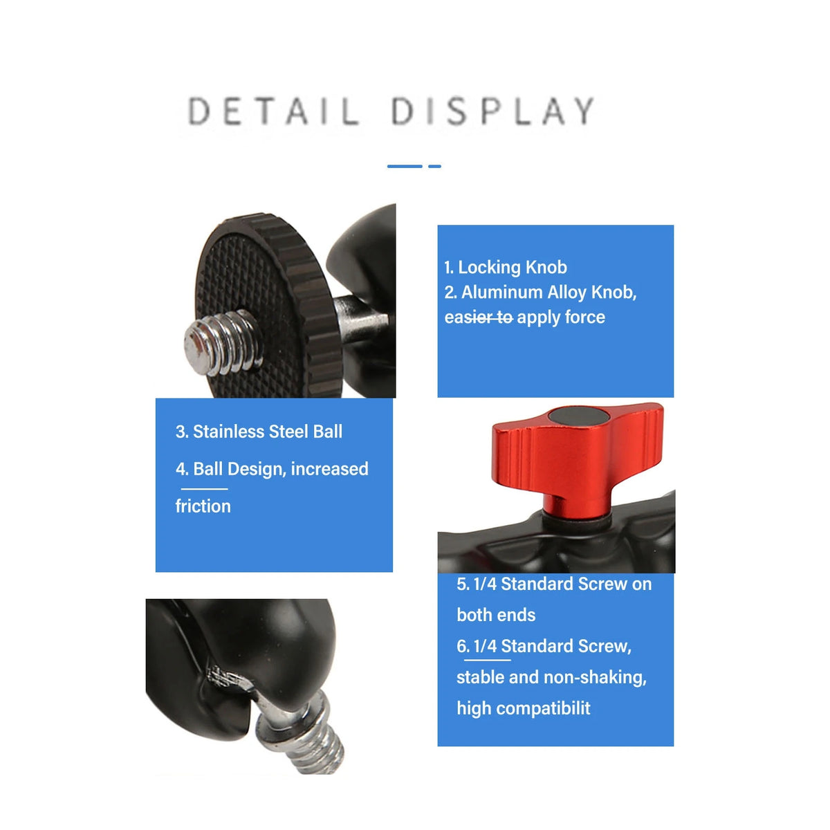 360° Action Camera Suction Cup Mount – Aluminum Alloy Camera Suction Mount Qst
