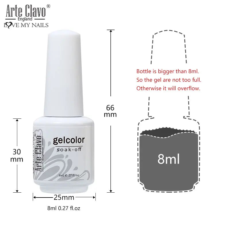 Arte Clavo Glitter Holographic Gel Nail Polish – 48 Colors, 8ml Gel Nail Polish Qme