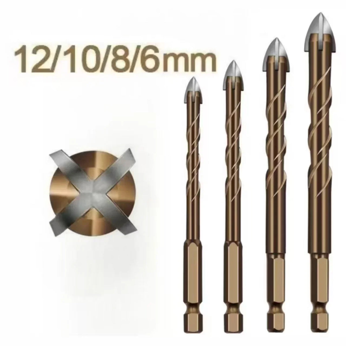 Tungsten Carbide Hex Drill Bit Set – Tile, Glass & Masonry Masonry Drill Bit Set Qme Drill bit 4pcs