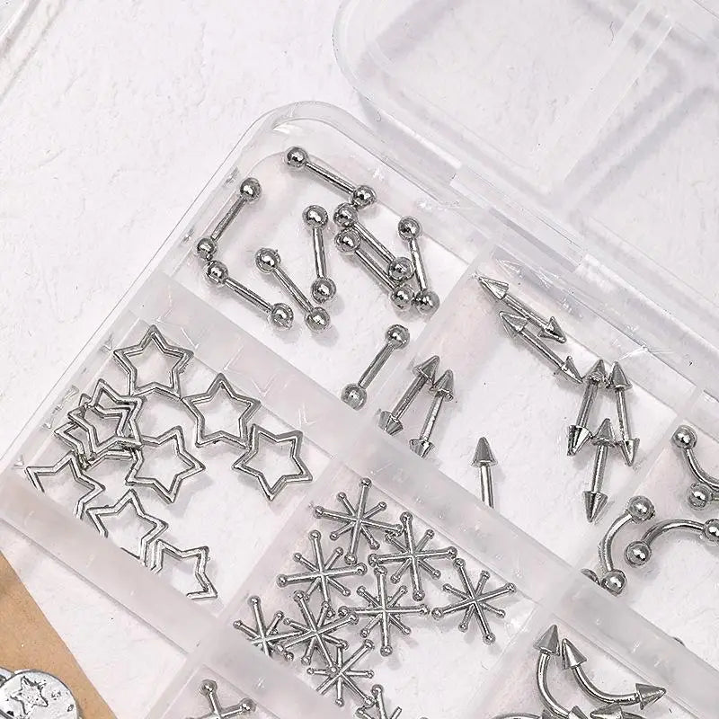 Punk Metal Nail Charms 12-Grid – Alloy Rivets, Rings & Y2K Studs Nail Art Charms Qst