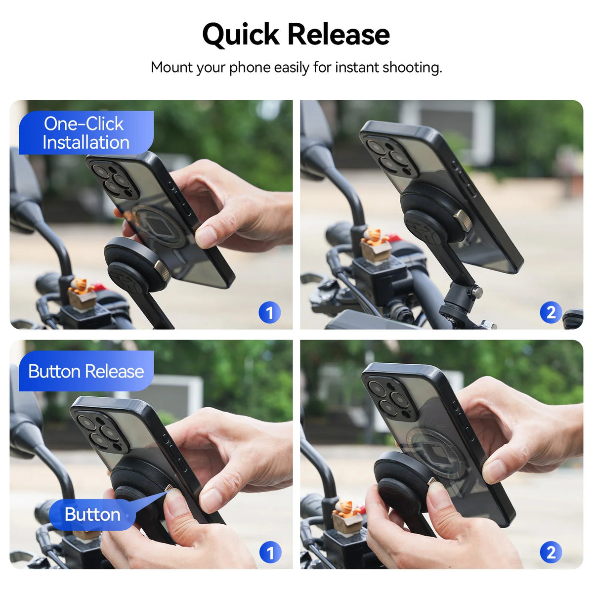 Quick Release Motorcycle Bike Phone Mount with Magnetic Case Handlebar Phone Mount Qst