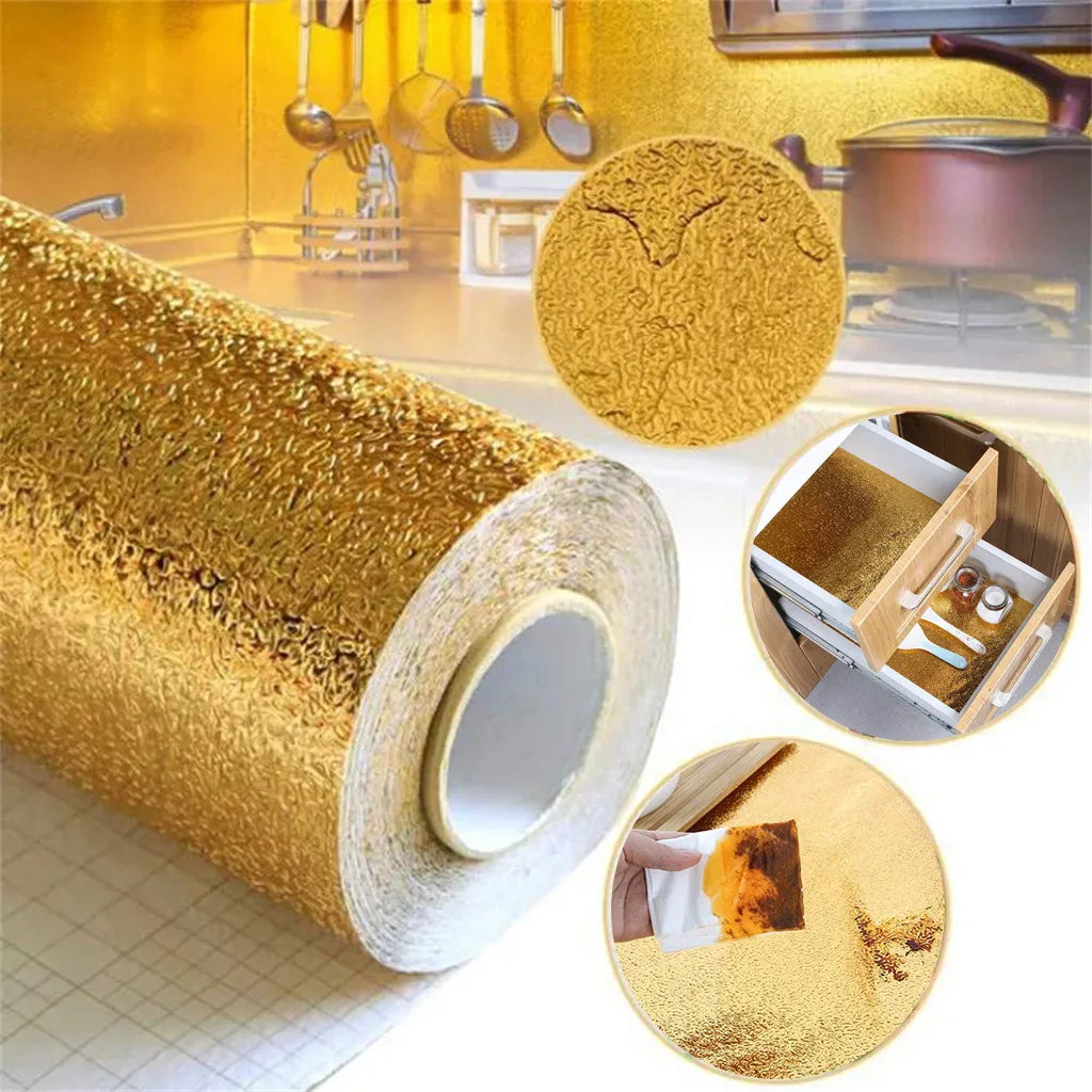Aluminum Foil Self-Adhesive Wall Sticker – Waterproof Oil-Proof Wall Sticker Qme