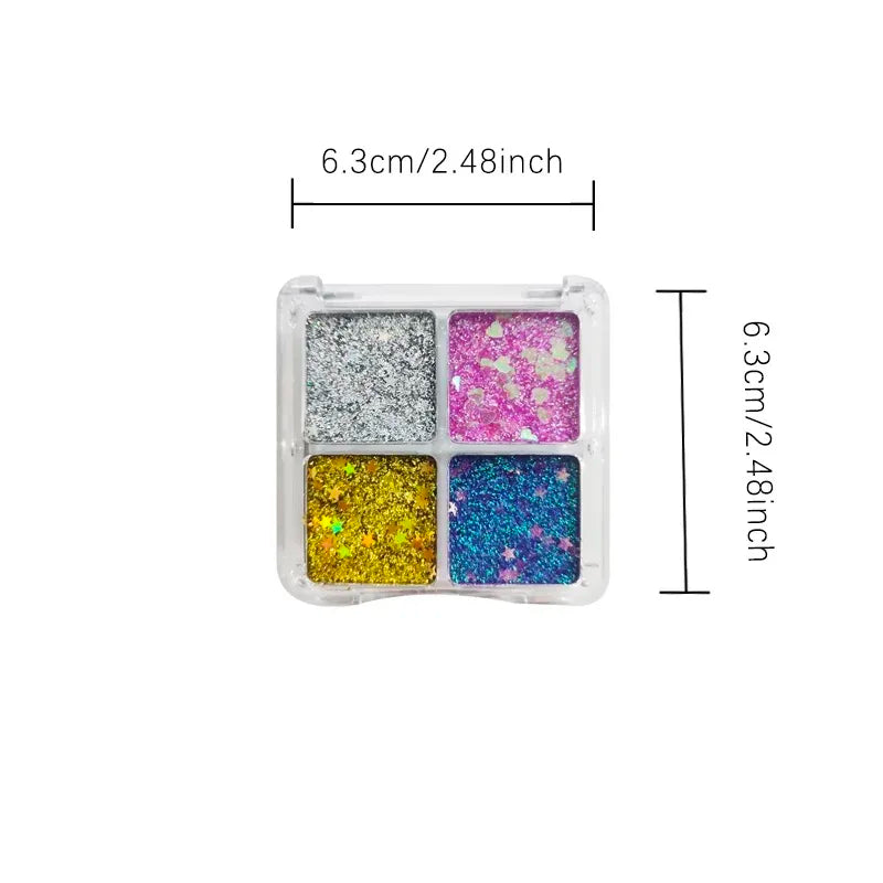 Mini 4-Pan Eyeshadow Palette Pearl Glitter Pink Shimmer Eyeshadow Palette Qme