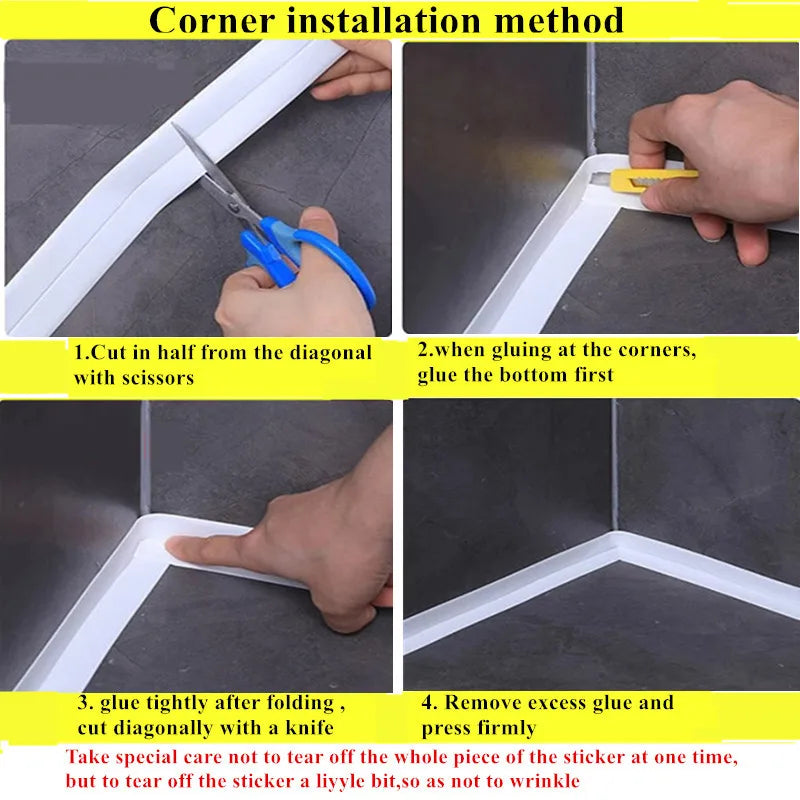 Waterproof Tile Sealing Tape | Kitchen & Bathroom Caulk Strip Tile Sealing Tape Qme