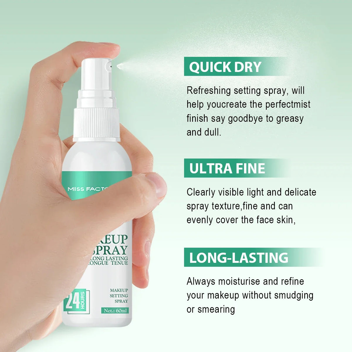 Qme Waterproof Makeup Setting Spray – Long-Lasting Anti-Smudge Makeup Setting Spray Qme