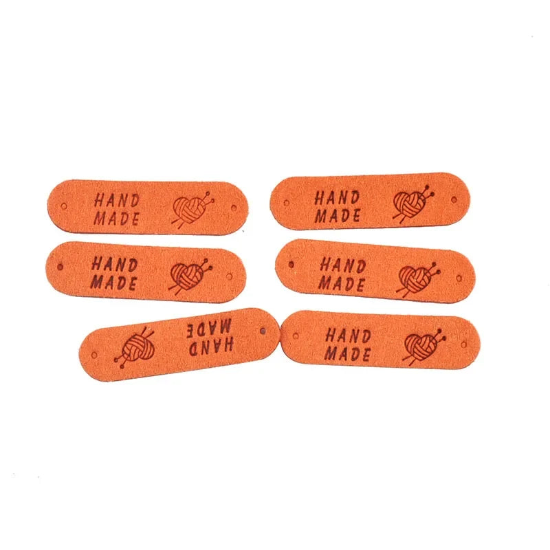 20Pcs Leather Embossed Sewing Labels – 15 Mixed Colors, 2 Holes Leather Sewing Labels Qme 2-20Pcs