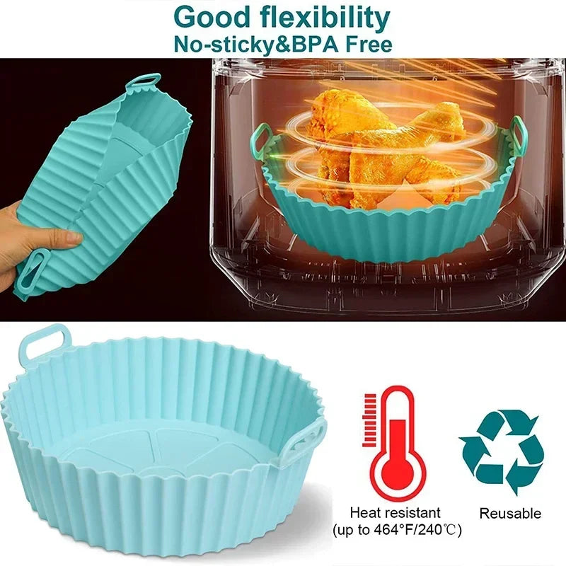 Silicone Air Fryer Baking Tray – Reusable Oven & Pizza Liner Silicone Baking Tray Qme