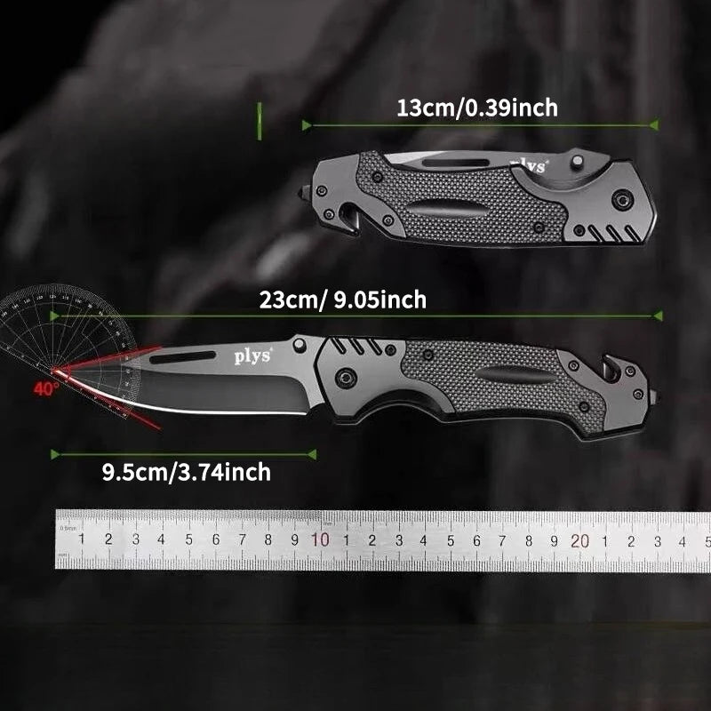 PLYS Stainless Steel Folding Pocket Knife – Outdoor BBQ Folding Pocket Knife Qst