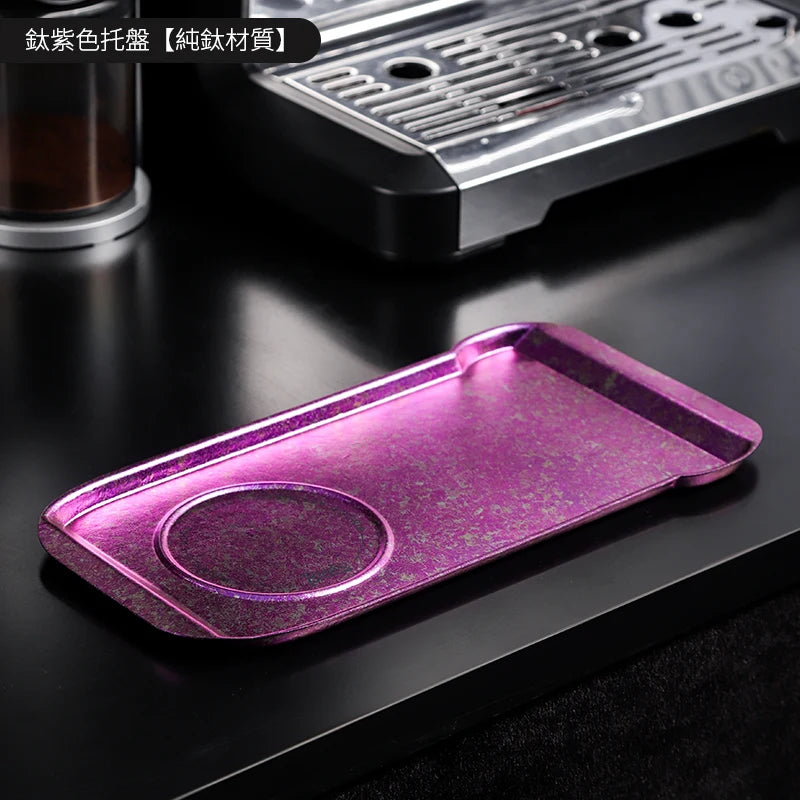 Bincoo Pure Titanium Coffee Serving Tray – Rectangular Metal Coffee Serving Tray Qst plum