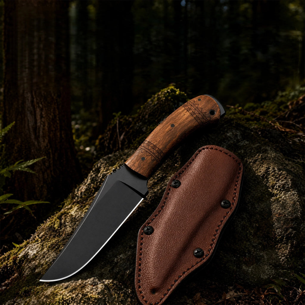 HUANGFU Outdoor Knife – Steel Blade & Wood Handle for Camping Outdoor Camping Knife Qst aaa
