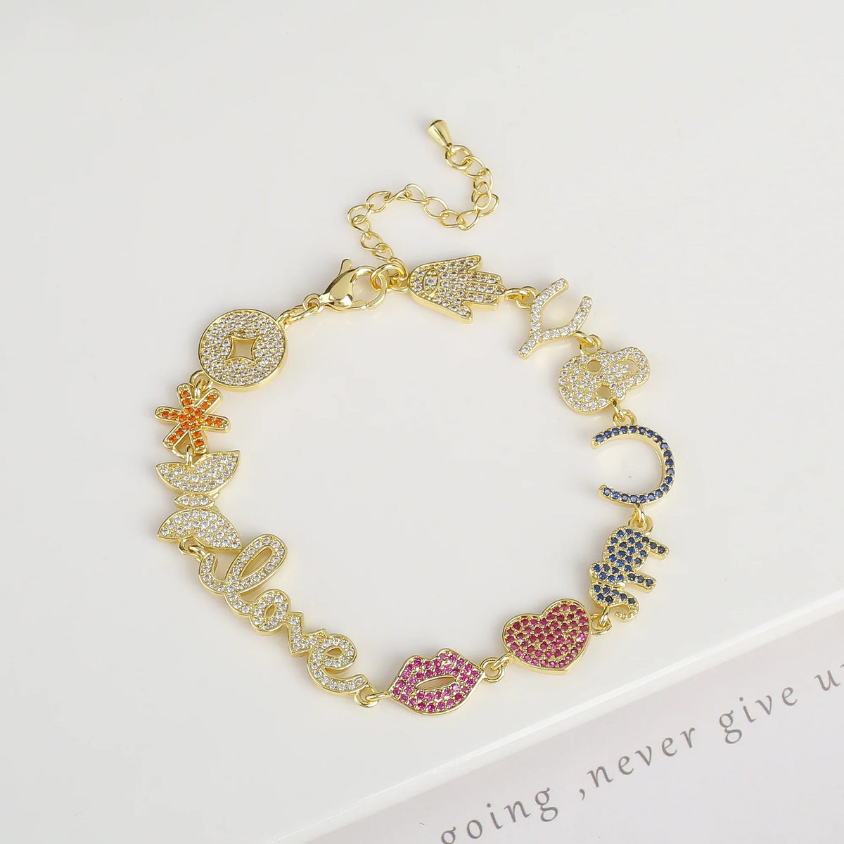 Zirconia Lips Butterfly Alphabet Combination Bracelet – 8 Designs Charm Bracelet Qme 8
