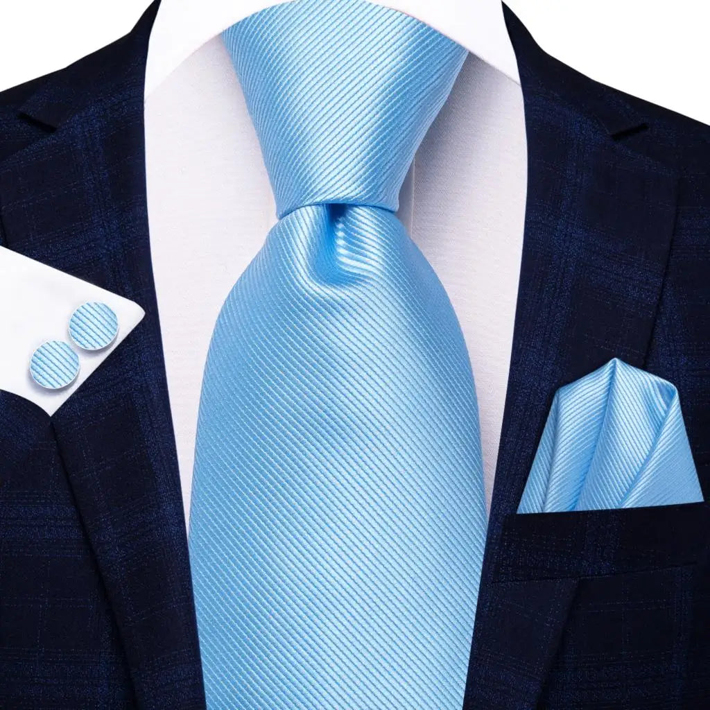 Hi-Tie Men's Silk Necktie Handkerchief & Cufflinks Set Necktie & Cufflinks Set Qme SN-3717