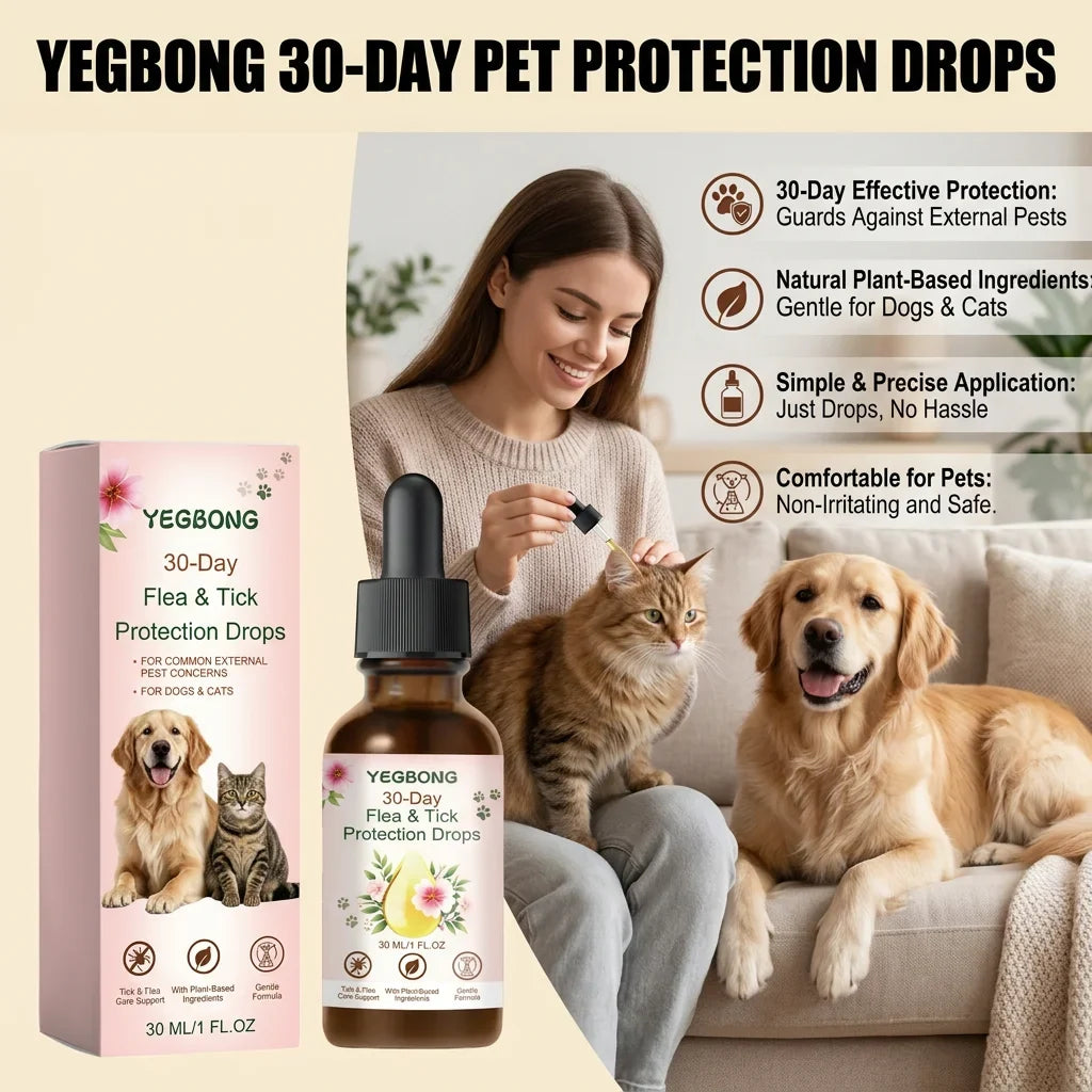 Pet Flea & Tick Repellent Spot-On Drops for Dogs & Cats Flea Tick Repellent Drops Qme