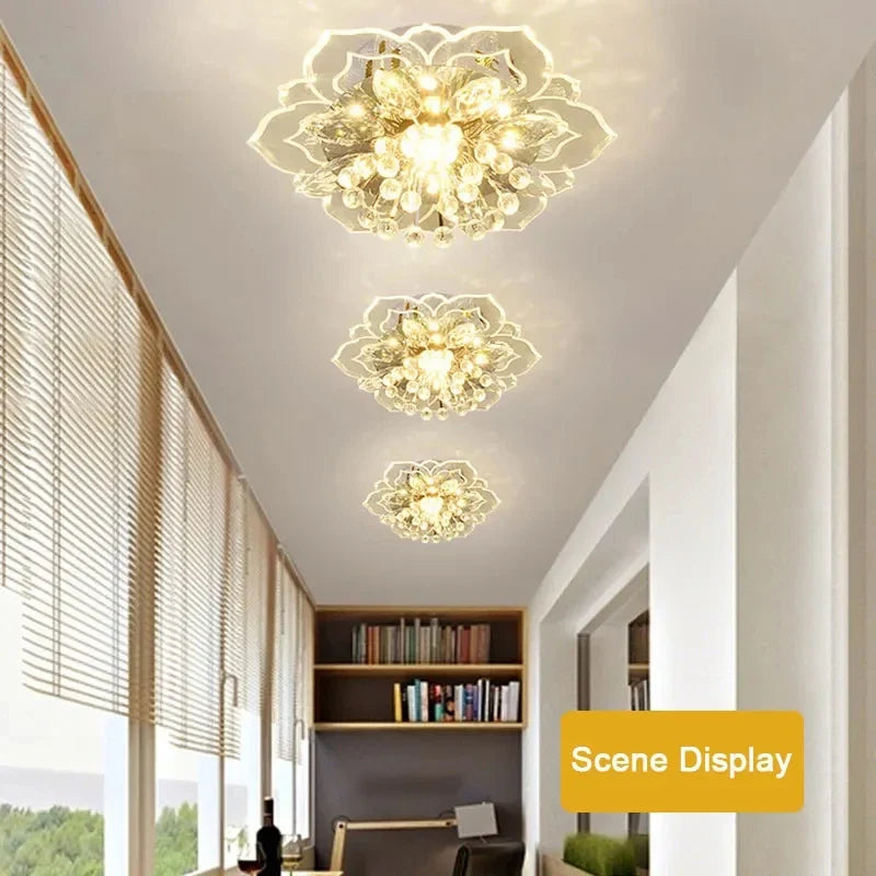 Modern LED Crystal Ceiling Chandelier – 6 Colors | Indoor Crystal LED Chandelier Qme
