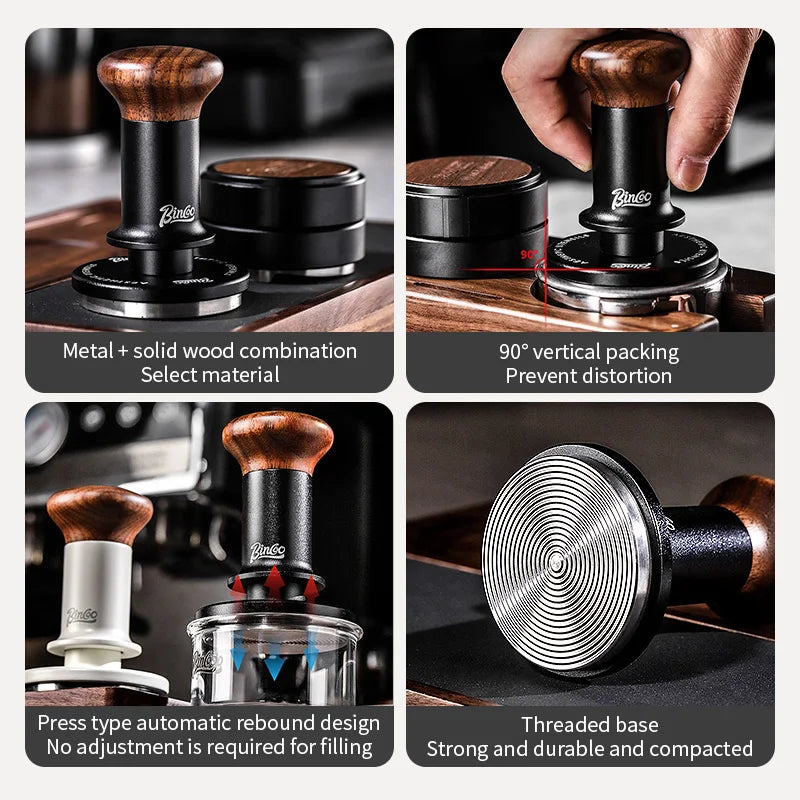 Bincoo Retro Auto-Rebound Espresso Tamper | Ripple Base 51-58mm Espresso Tamper Qst