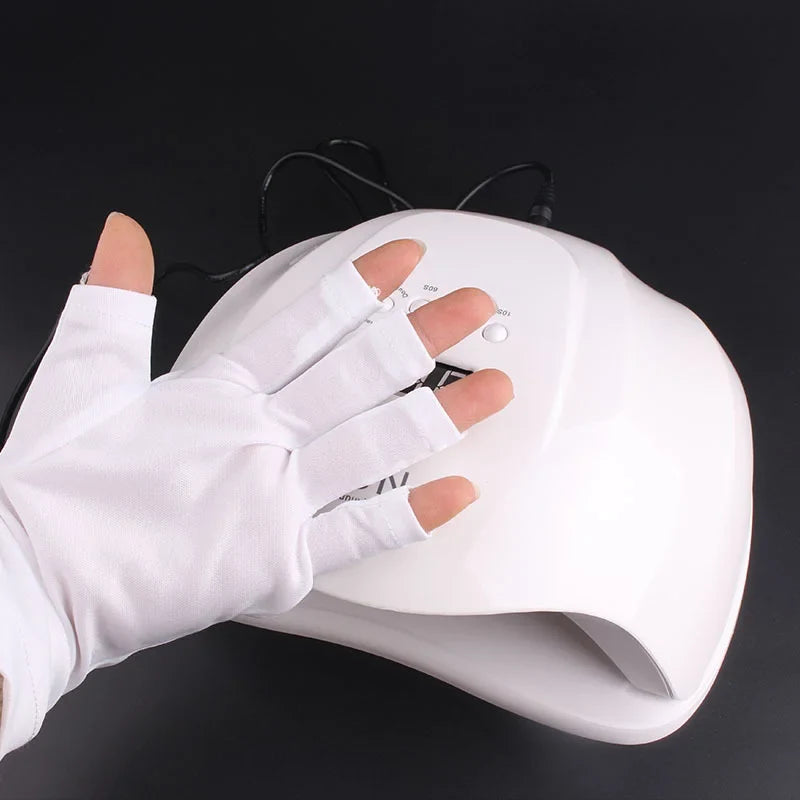 UV Manicure Gloves – Fingerless Gel Nail Art Hand Protection Manicure Protection Gloves Qme