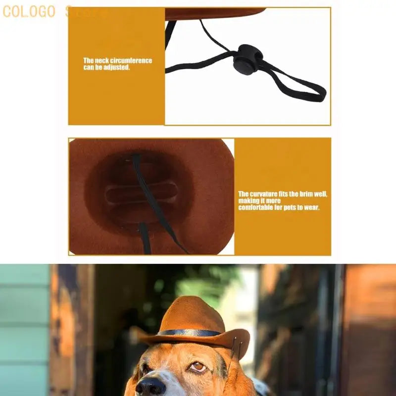 Western Denim Hat for Dogs & Cats | Breathable Pet Costume Pet Costume Hat Qme