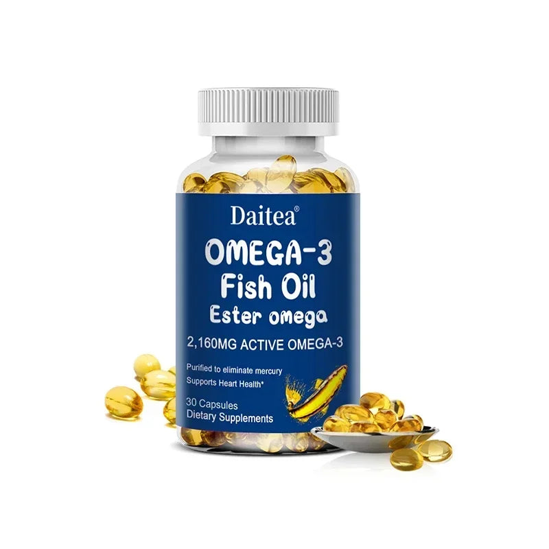 Wild Caught Omega-3 Fish Oil 3600mg – High EPA & DHA, Non-GMO Omega-3 Supplement Qst 60 count-1 bottle