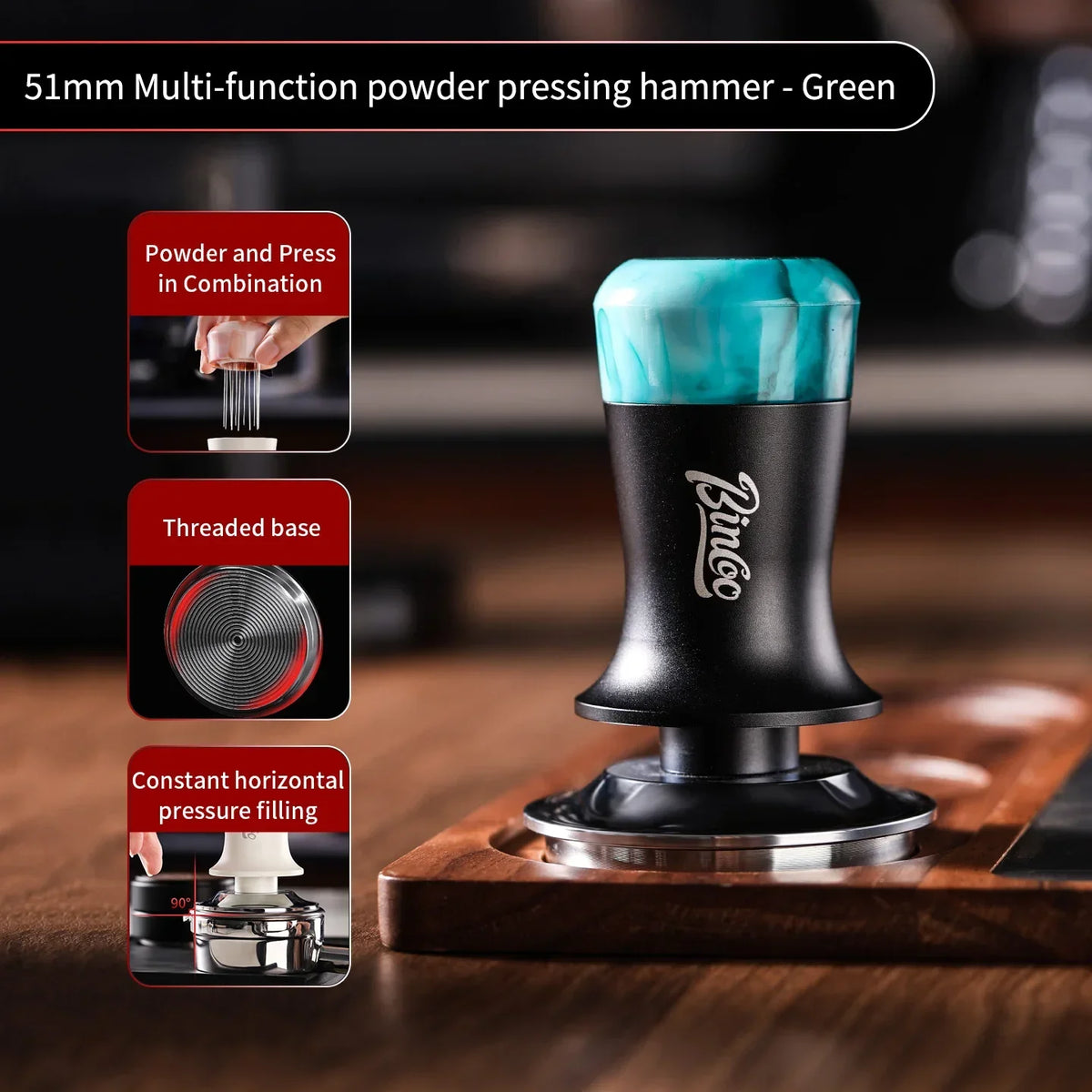 Bincoo WDT Needle & Tamper 51/58mm – Espresso Distributor Set Espresso Tamper Set Qst 51mm Green