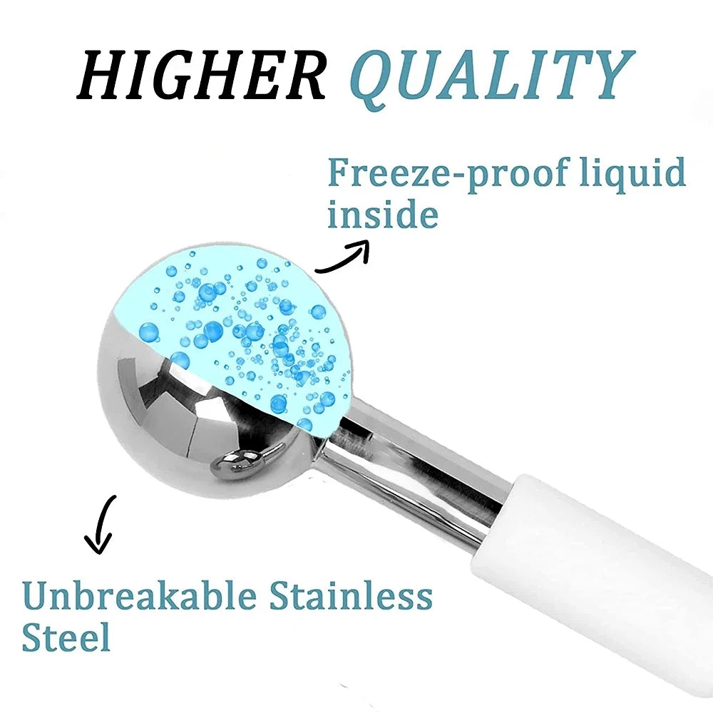 VIMYSHOW Stainless Steel Ice Globes – Cryo Face Roller Set of 2 Cryo Face Roller Qst