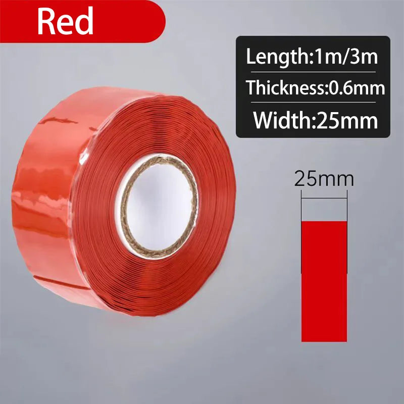 Silicone Self-Adhesive Waterproof Insulation Tape | Flame Retardant Silicone Insulation Tape Qme Red-1PCS 3M 25mm