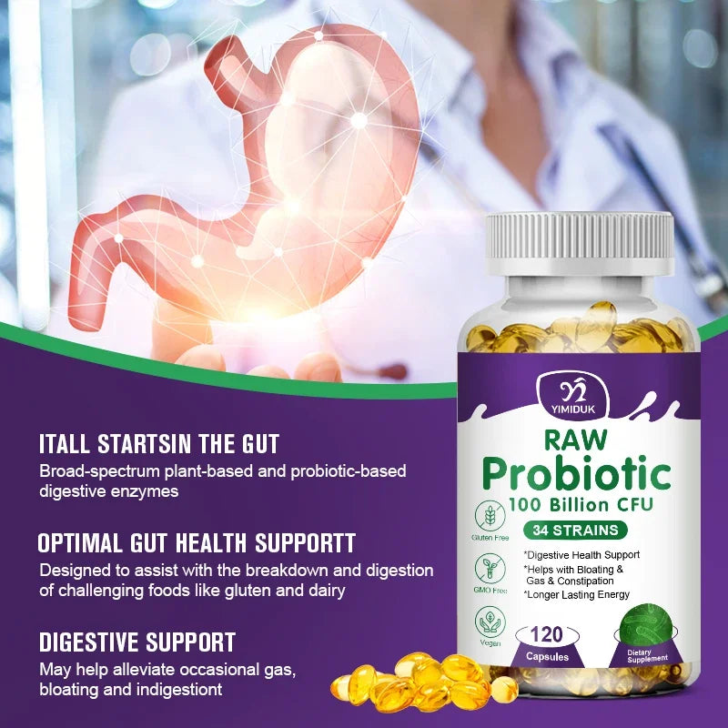 Yimiduk 100 Billion CFU Probiotic – 34 Strains, 120 Capsules Probiotic Supplement Qst