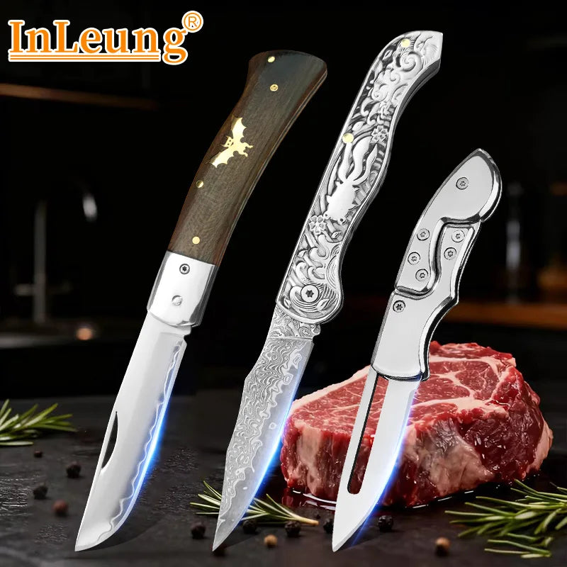 VG10 Damascus Steel Mini Folding Pocket Knife – EDC Fruit Knife Folding Pocket Knife Qst