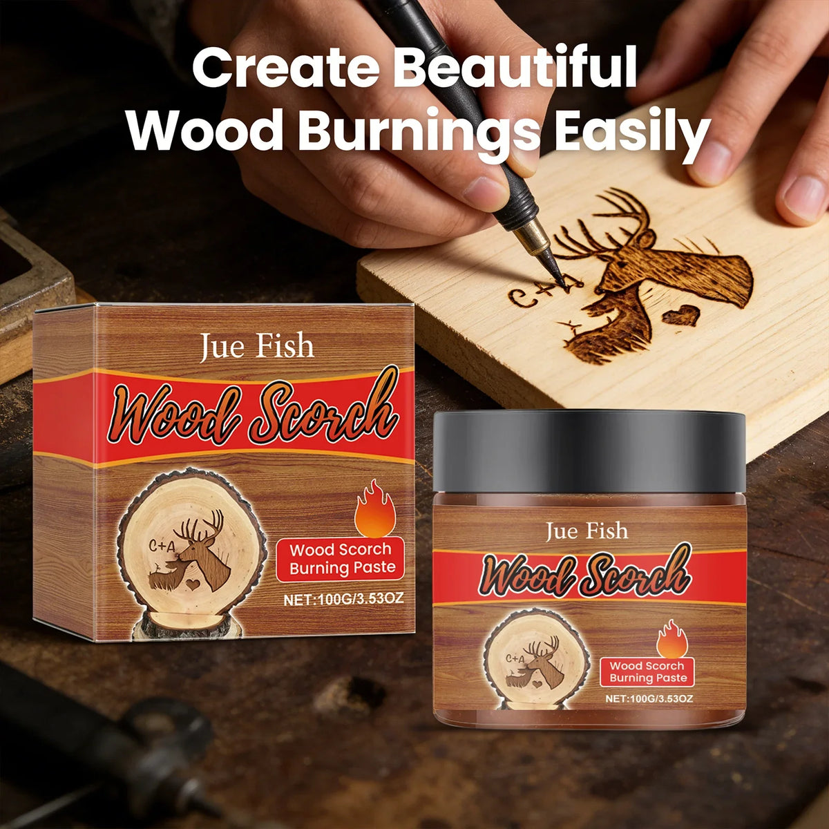 Wood Scorch Burning Paste – DIY Pyrography & Craft Art Pyrography Craft Paste Qme