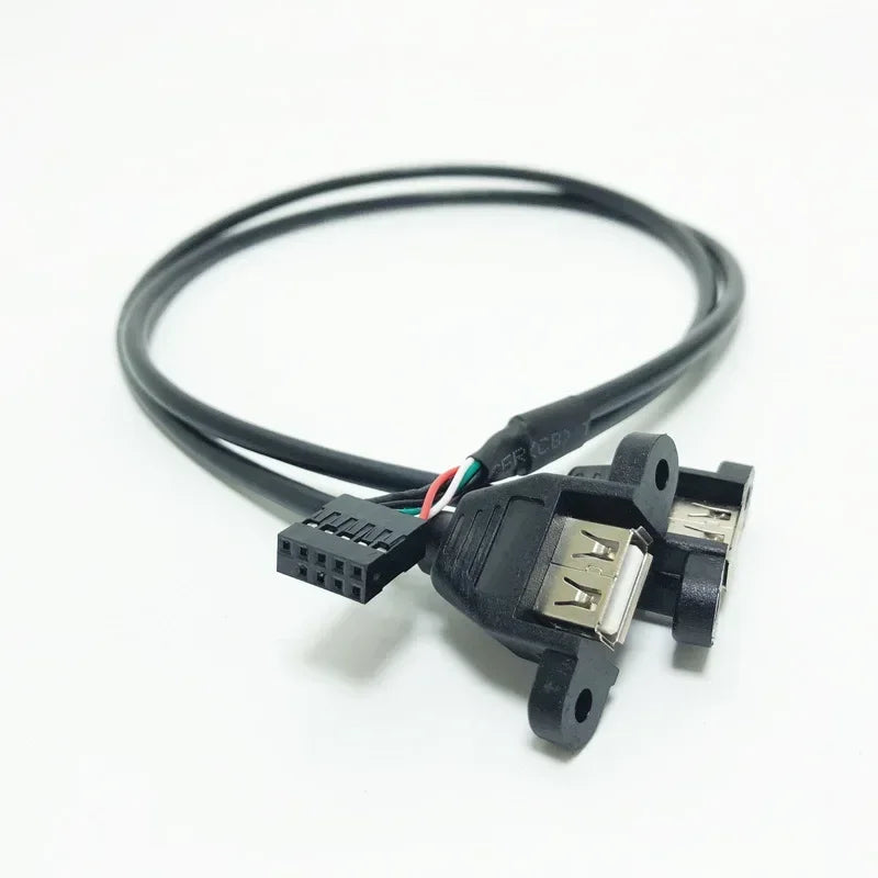 Dual Port USB 2.0 Internal 9-Pin Header Adapter Cable 1FT USB Header Adapter Qme 0.5m