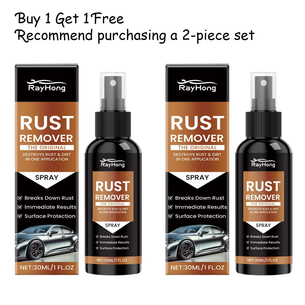 Rayhong 30ml Car Rust Remover Spray – Metal Restoration Car Rust Remover Spray Qst 2pcs