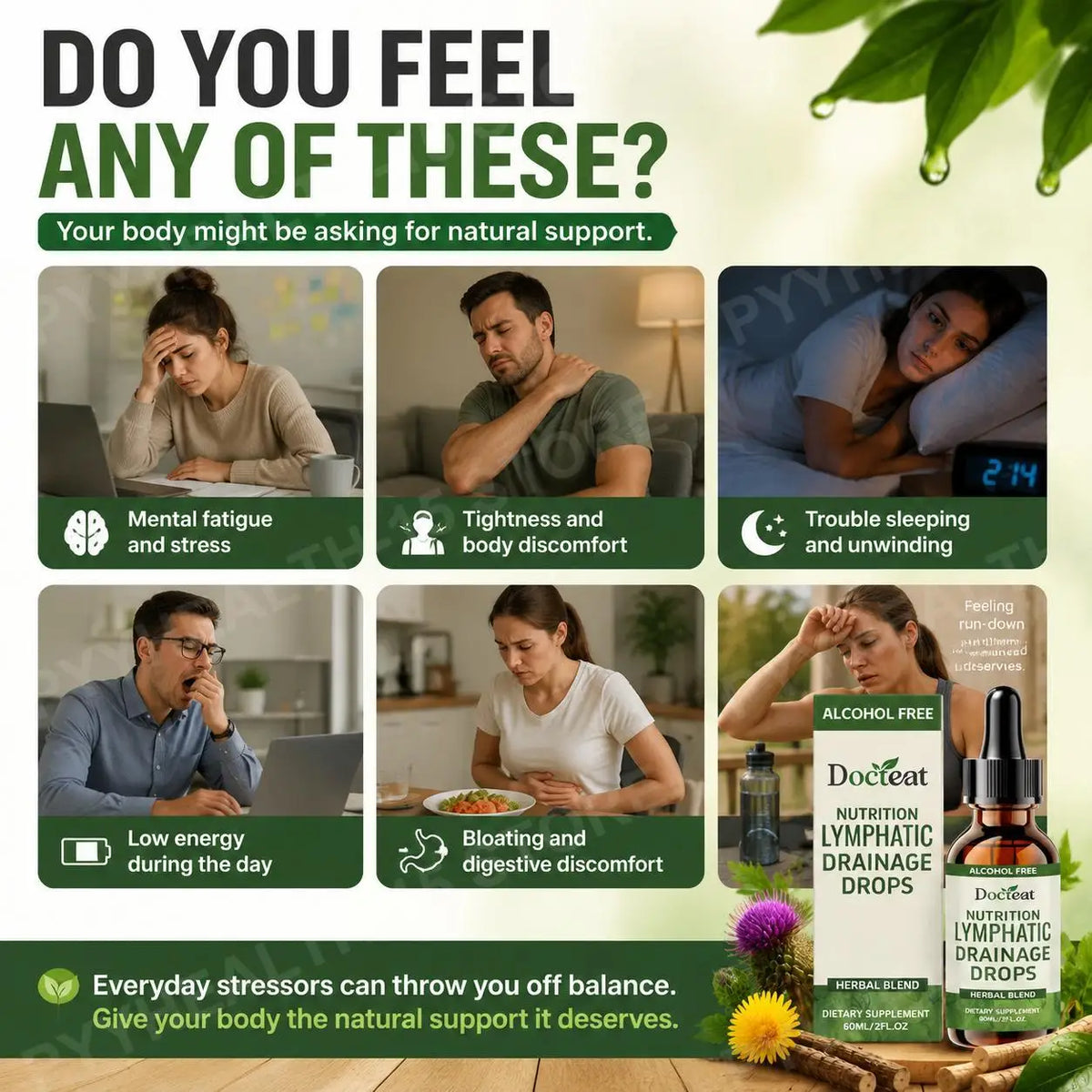 Docteat Herbal Drops – Milk Thistle, Dandelion & Green Tea 60ml Herbal Supplement Drops Qst