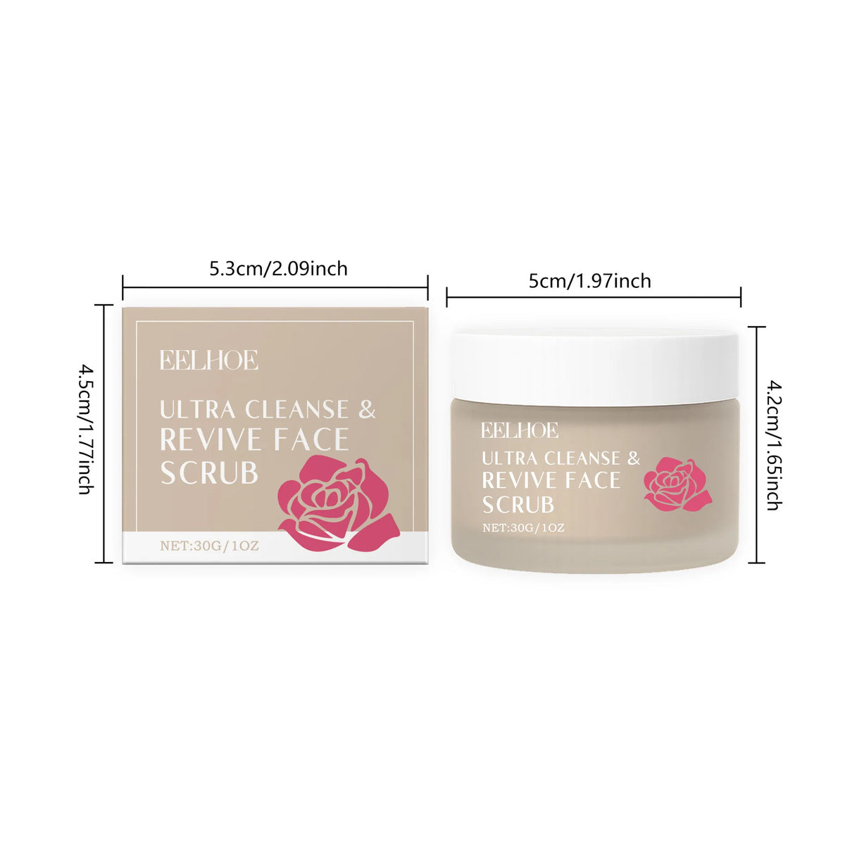 Eelhoe Rose Exfoliating Powder – Gentle Facial Cleanser 30g Exfoliating Powder Cleanser Qst