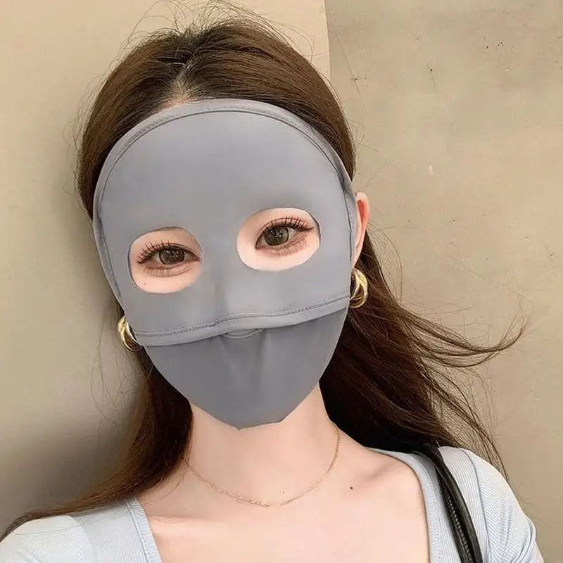 Women's UV Full Face Sun Mask – Breathable Outdoor Cover Sun Protection Mask Qst Dark gray