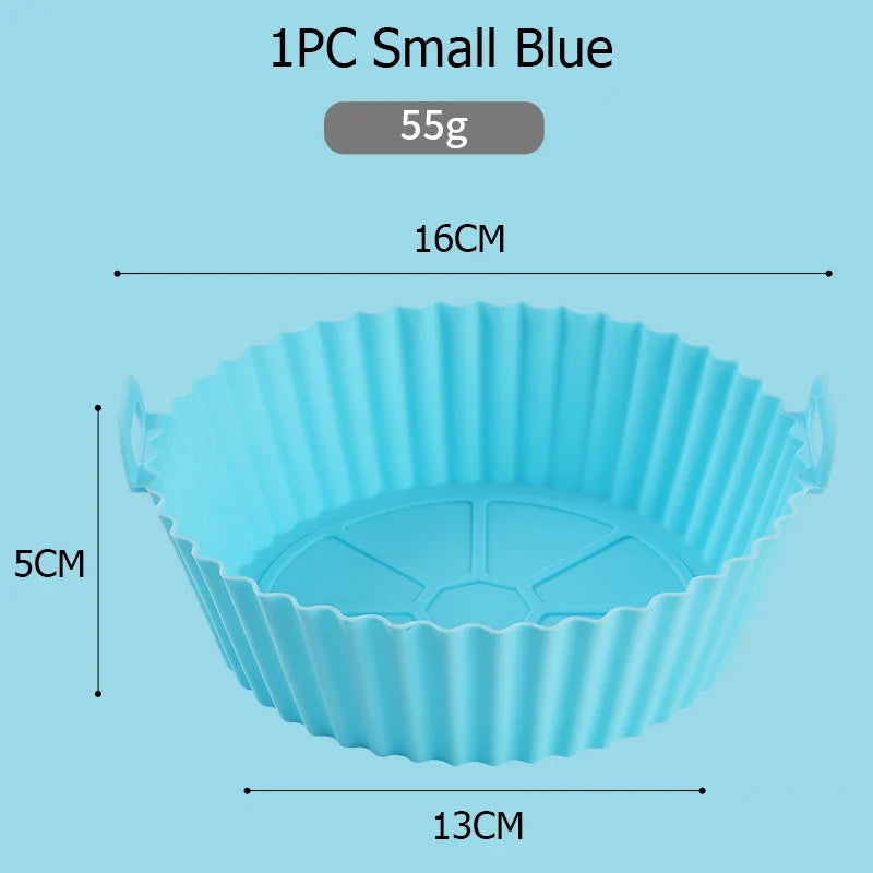 Silicone Air Fryer Baking Tray – Reusable Oven & Pizza Liner Silicone Baking Tray Qme 1PC Small Blue