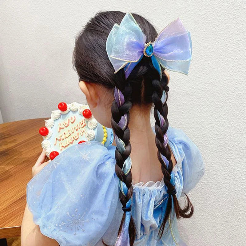 Girls Mesh Bow Hair Clip – Pearl Tassel & Crystal Headwear Hair Clip Qst