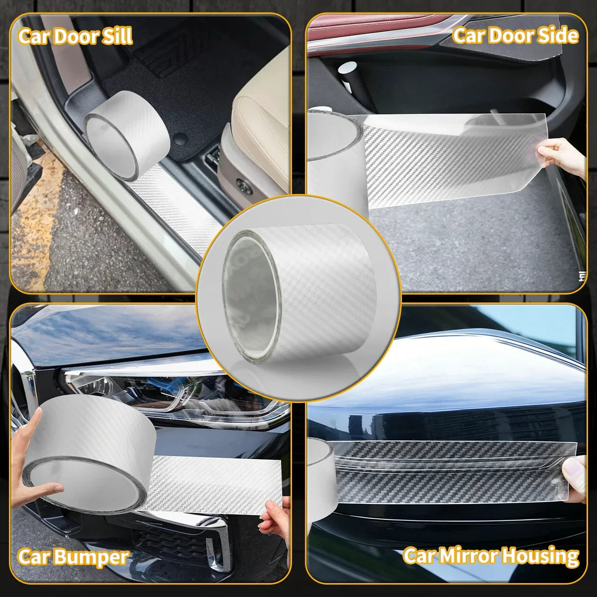 Carbon Fiber Car Door Sill Guard Film | Clear Anti-Scratch Car Door Sill Guard Qme
