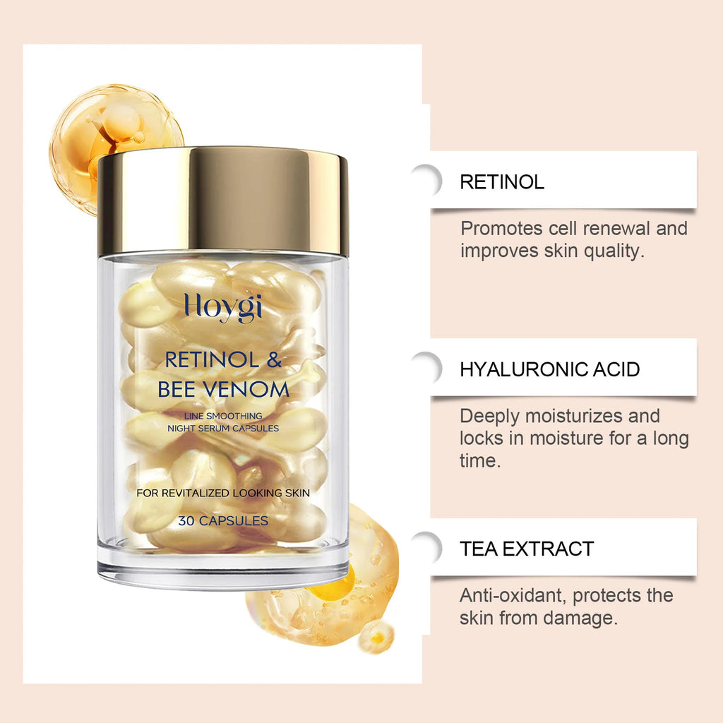 Hoygi Retinol & Bee Venom Face Serum Capsules – Firm & Hydrate Face Serum Capsules Qst