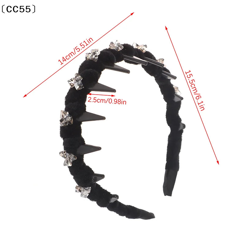 Crystal Velvet Headband – Vintage French Style Hair Hoop Hair Headband Qst