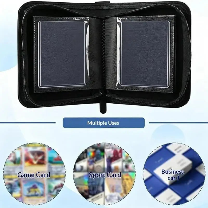 TCG Card Binder 40 Slots – Waterproof PU Leather Zipper TCG Card Binder Qme