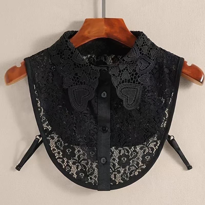 Women's Detachable Lace Fake Collar – Mickey Style Daily Wear Detachable Lace Collar Qme Black 1pc