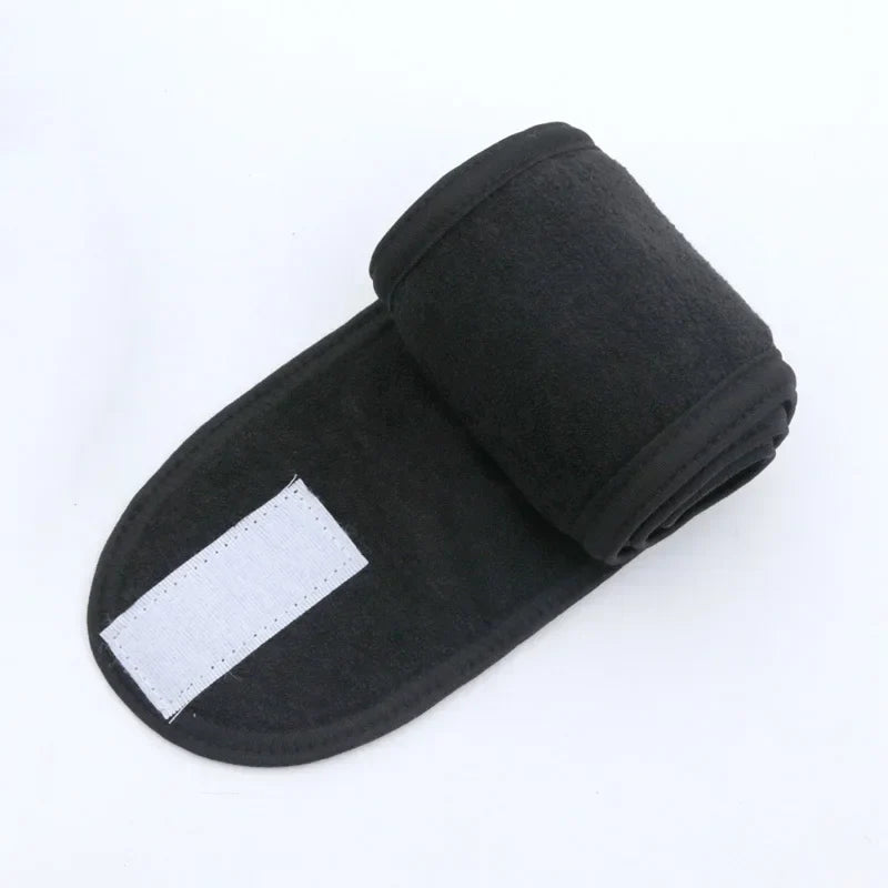 Women's Wide Spa Hairband – Adjustable Cotton Headband Spa Headband Qme black