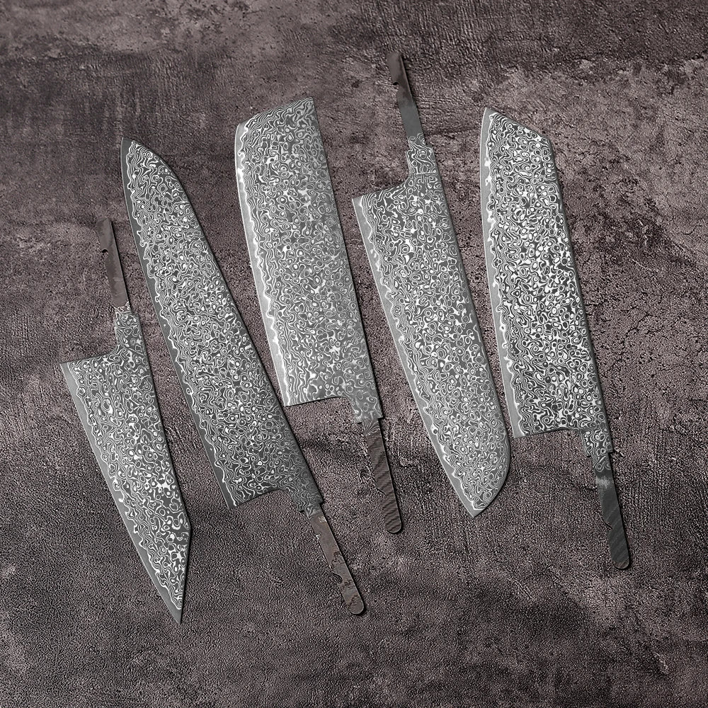 Damascus Steel Chef Knife Blank Blade – DIY Full Tang Forged Knife Blank Blade Qst