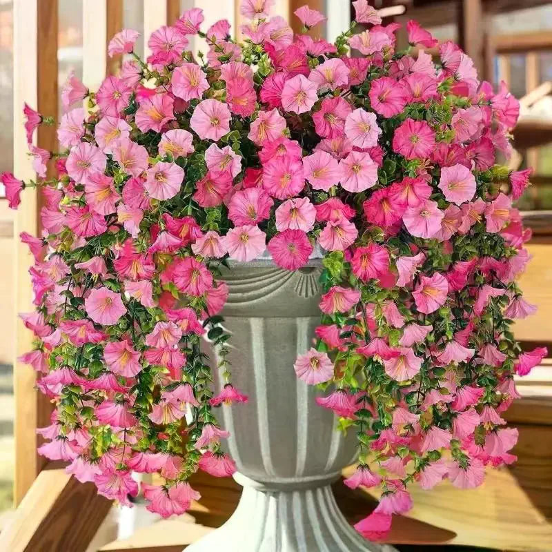 UV-Resistant Artificial Morning Glory Eucalyptus Hanging Decor Artificial Hanging Florals Qme