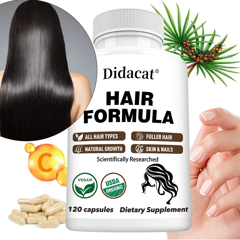 Ginseng & Saw Palmetto Capsules | Biotin, B12, C & D Vitamins Herbal Supplement Capsules Qst