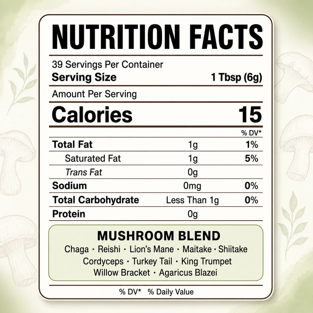 Mushroom Coffee Powder – 10 Superfoods, Focus & Energy, 39 Servings Mushroom Coffee Powder Qst